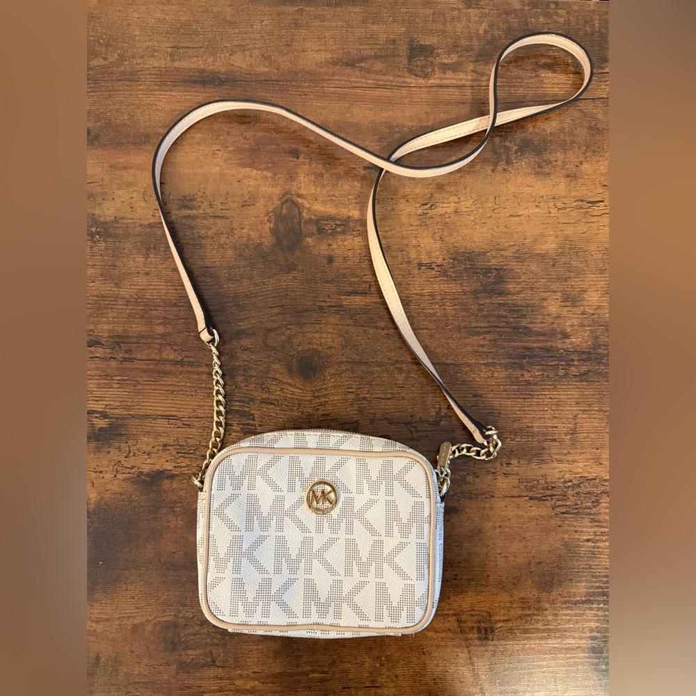 Michael Kors Cream Logo Crossbody with Gold Hardware